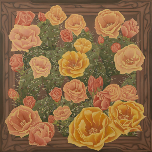 Goldun Opuntia- Fine Art Silk Scarf