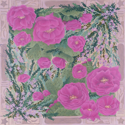 Opuntia Bloom I, Limited Edition Silk Scarf